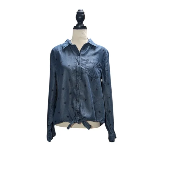 Velvet Heart Starry Blue Button-Down Shirt - Picture 1 of 8